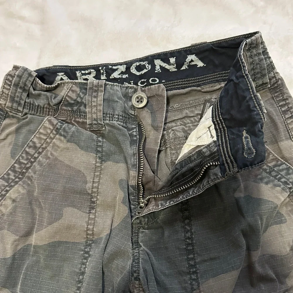 Arizona Jean Co Boys‎ Camo Cargo Pants Size 8 Regular Dark Camouflage Ripstop
